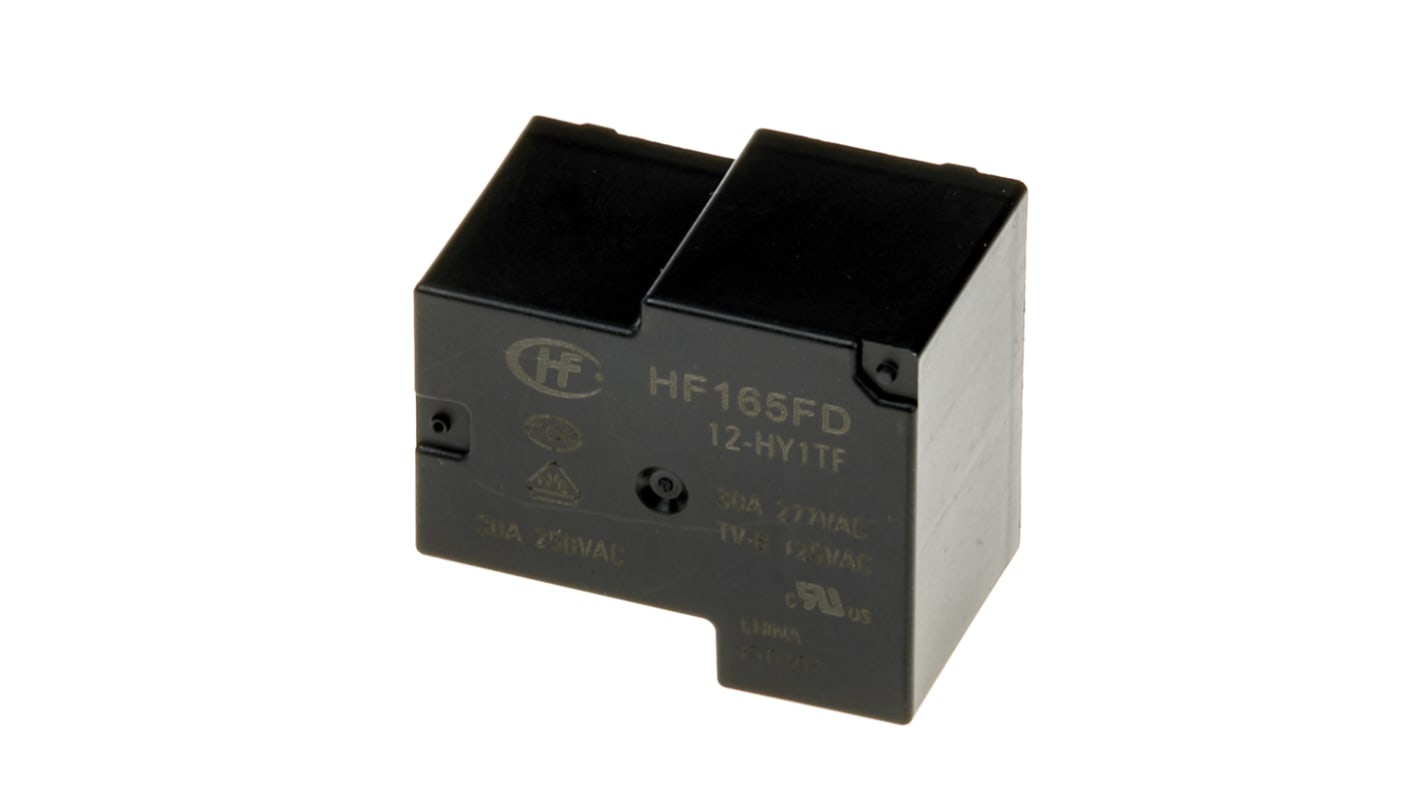 Hongfa Europe GMBH PCB Mount Power Relay, 12V dc Coil, 30A Switching Current, SPST