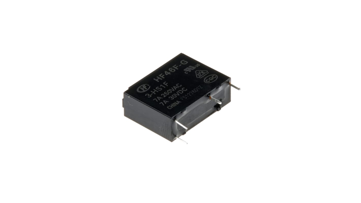 Hongfa Europe GMBH PCB Mount Power Relay, 3V dc Coil, 10A Switching Current, SPST