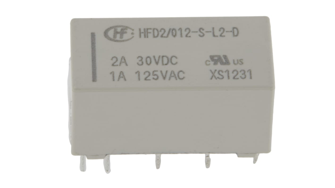 Relais de signal Hongfa Europe GMBH HFD2 12V c.c., 2 RT, Montage sur CI