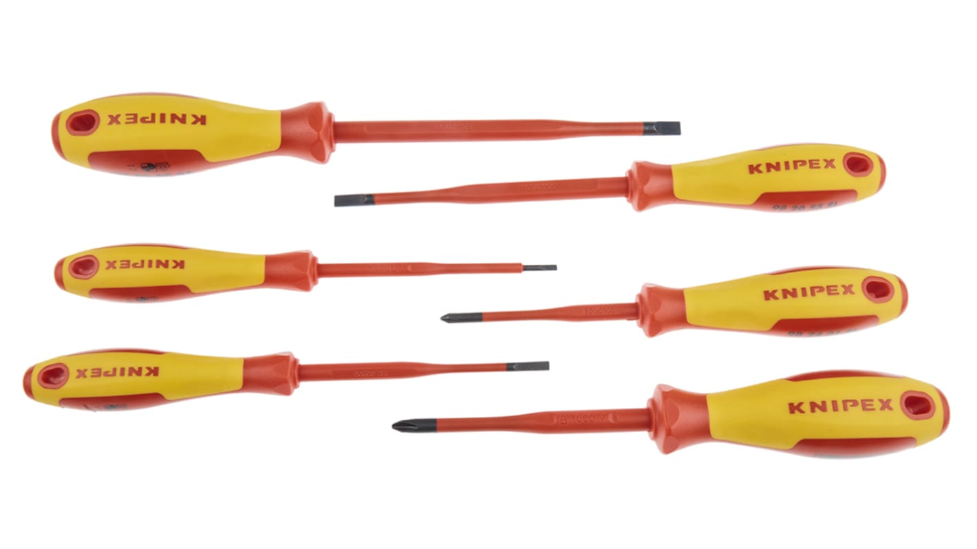 Knipex 00 20 12 V02 Phillips; Slotted Insulated Screwdriver Set, 6