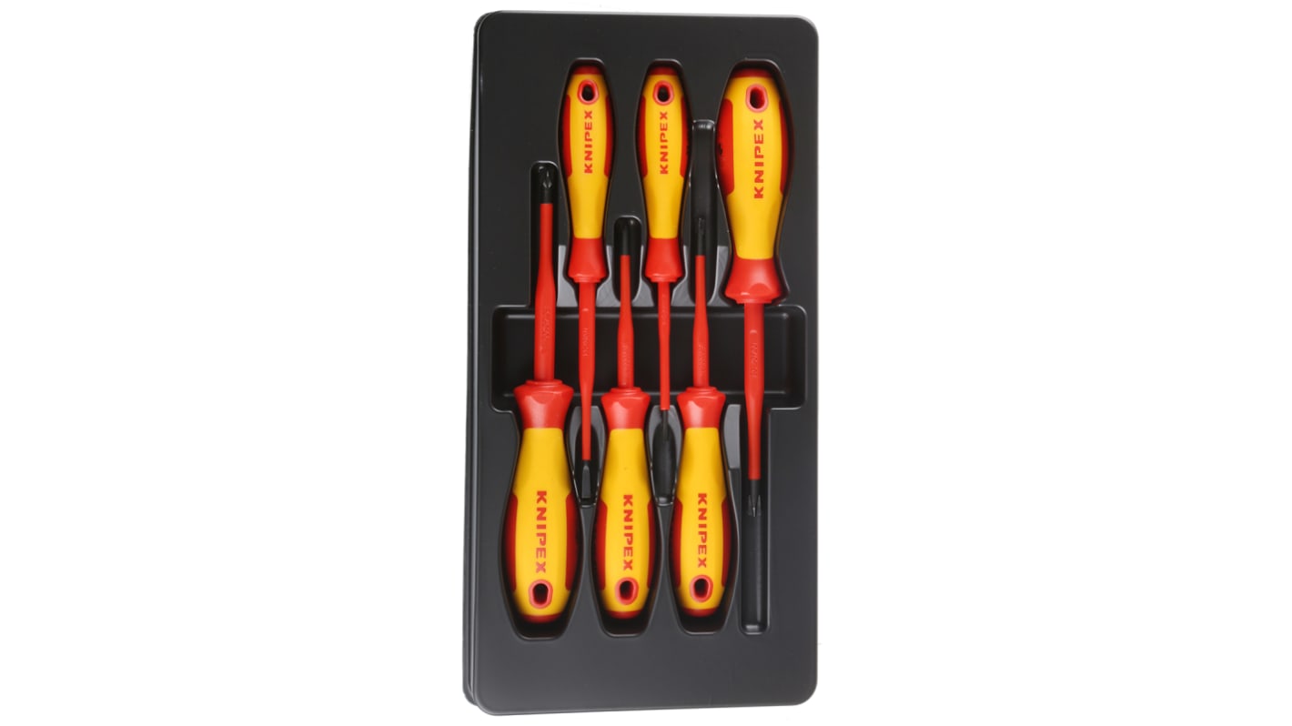 Knipex 00 20 12 V05 PlusMinus Phillips; PlusMinus Pozidriv; Slotted Insulated Screwdriver Set, 6-Piece