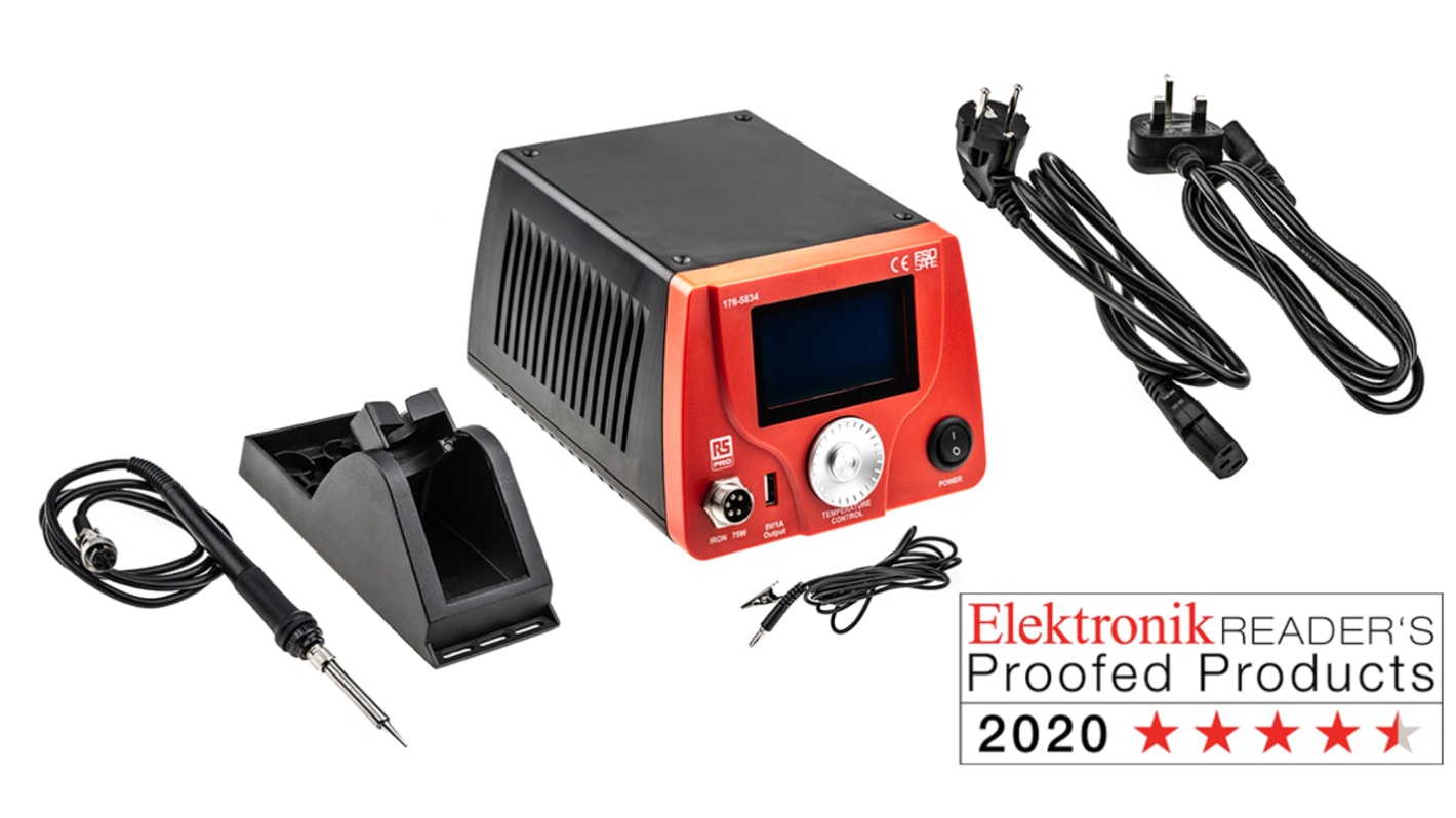 RS PRO Soldering Station 75W, 220 → 240V, 30°C to 500°C