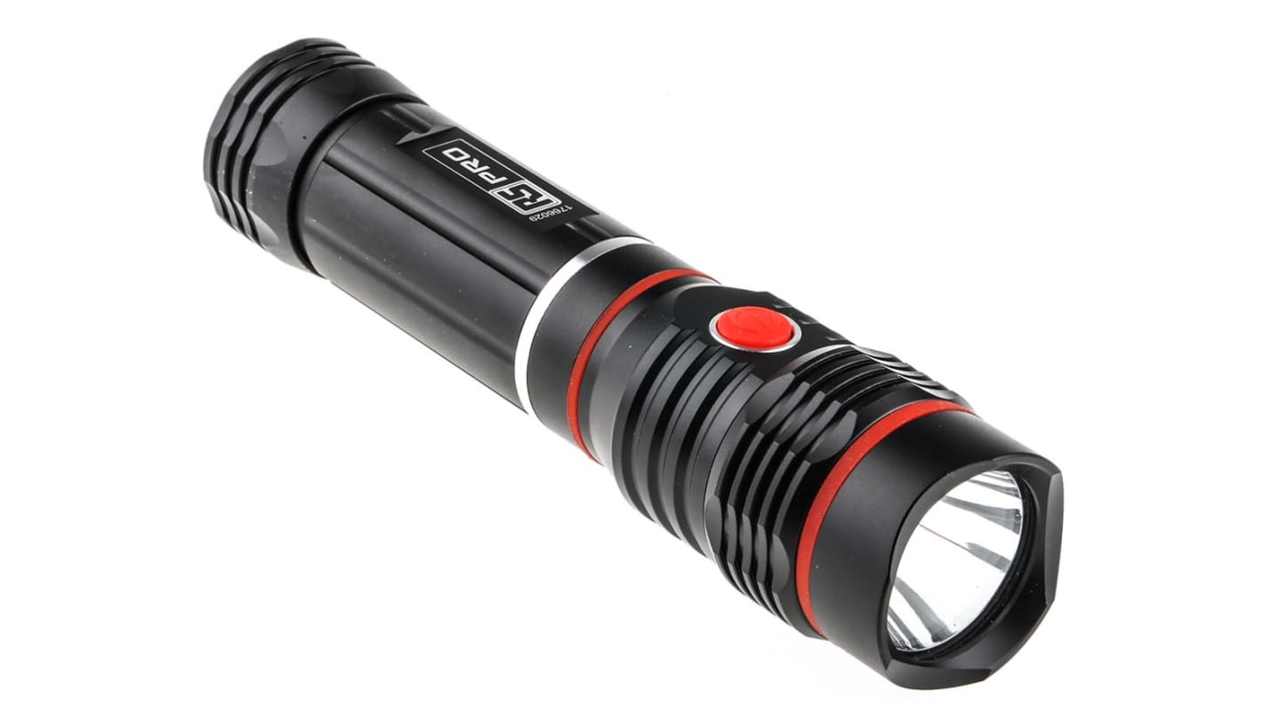 Lampe torche RS PRO LED non rechargeable, Noir, 250 lm