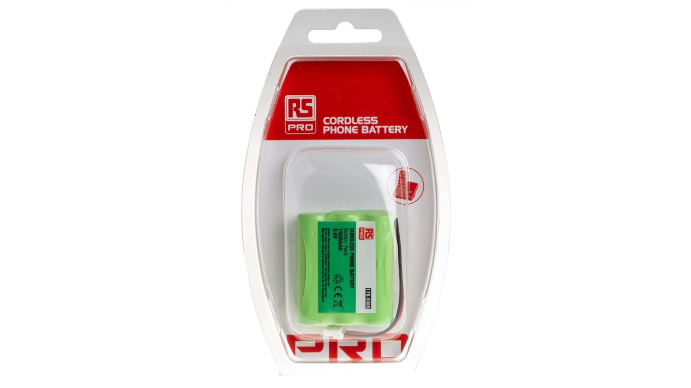 RS PRO 3.6V NiMH Rechargeable Battery Pack, 1.5Ah - Pack of 1