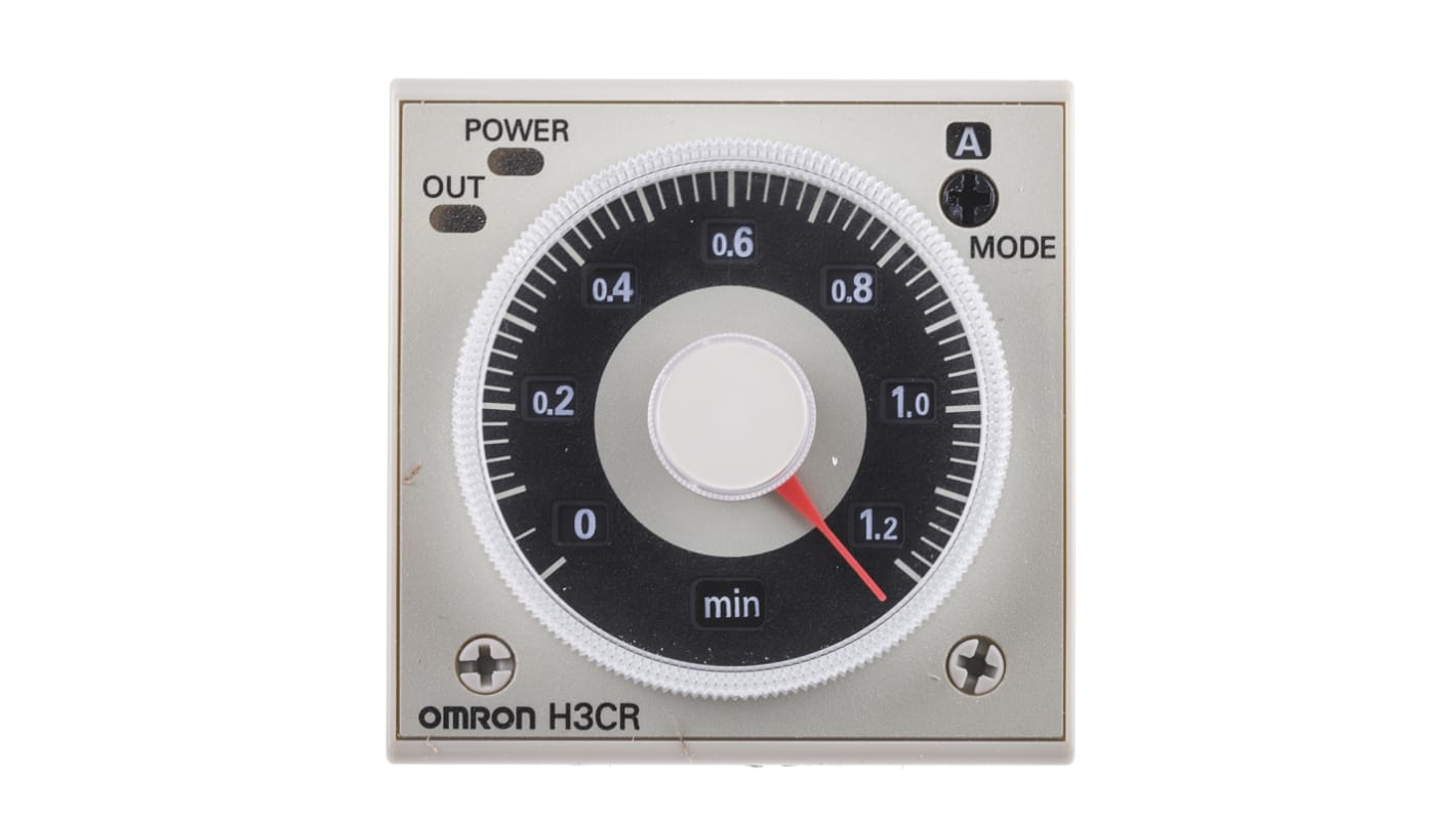 Timer Relay Omron, intervallo 0.05 s → 300h, 2 poli, DPDT, Guida DIN