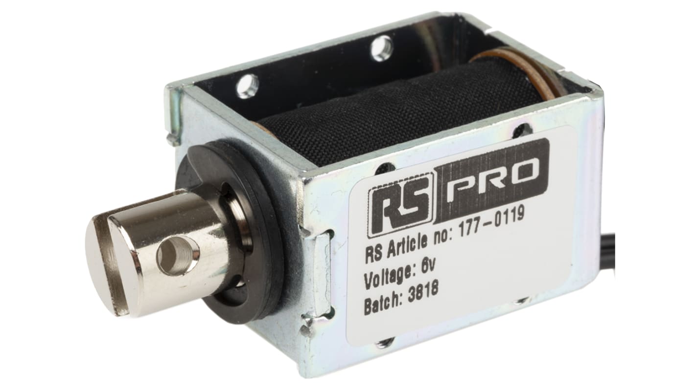 Solenoide lineal de tirar RS PRO, 6 V dc