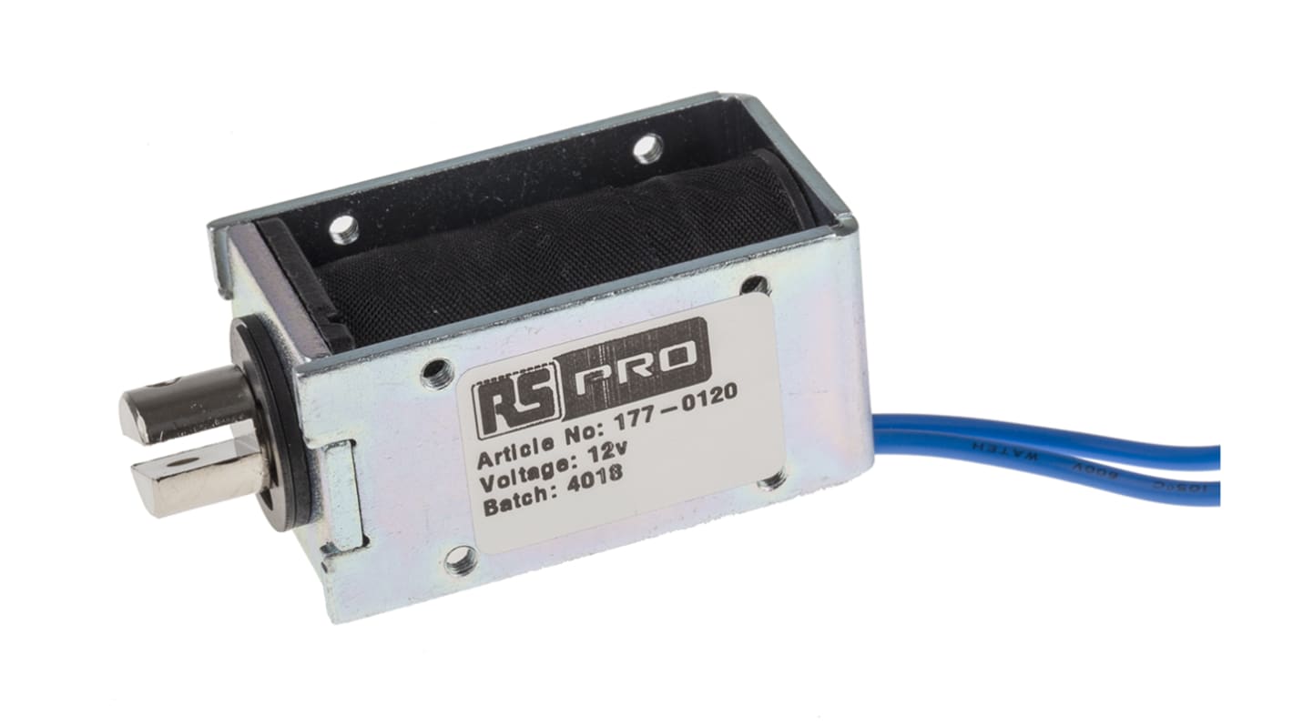 RS PRO Linear Solenoid, 12 V dc, 53.5 x 27 x 30 mm