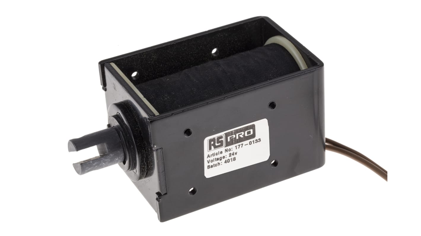 RS PRO Lineær elektromagnet, 24 V dc, 84 x 52 x 58 mm