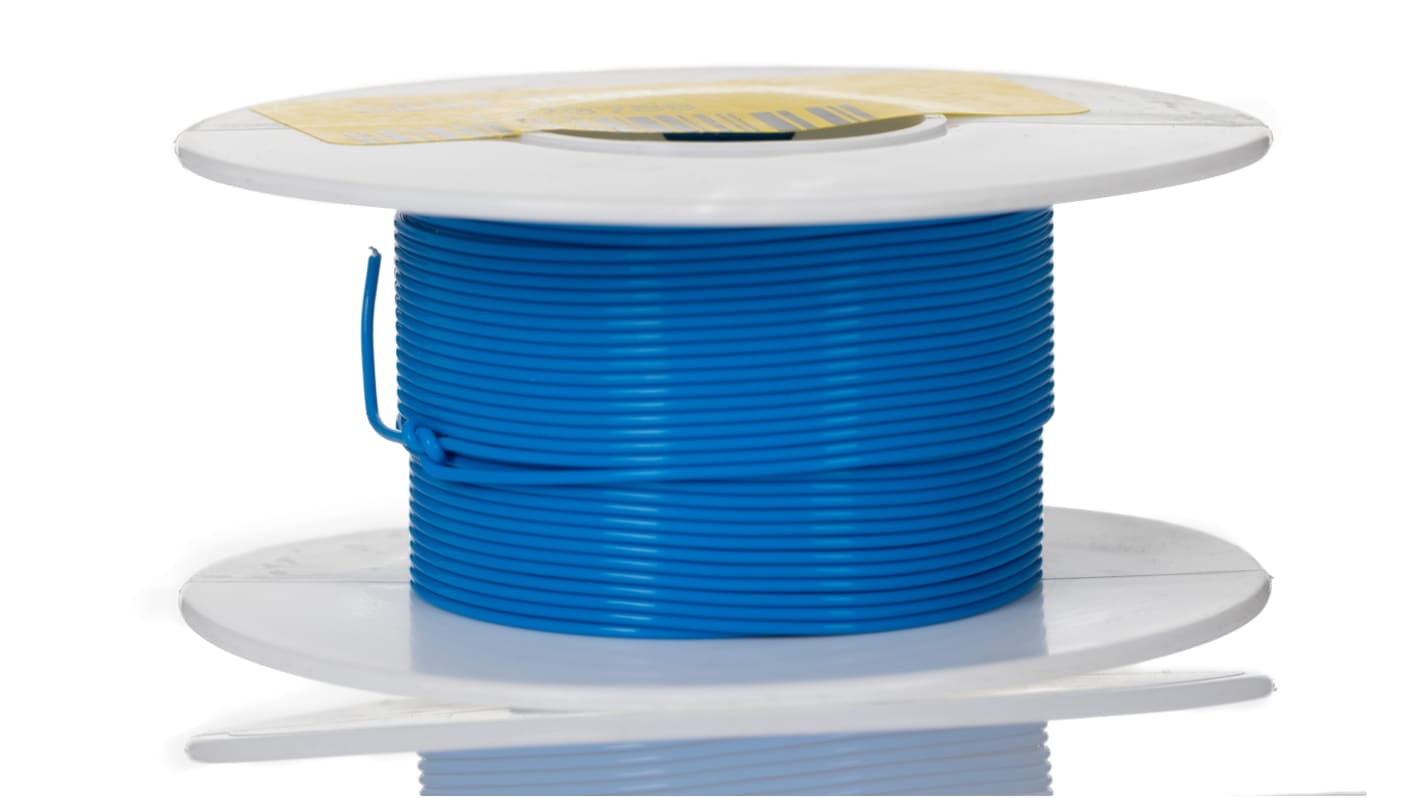 Alpha Wire Einzeladerleitung 0.09 mm², 28 AWG 30m Blau PTFE isoliert Ø 0.89mm 7/0,13 mm Litzen UL1213
