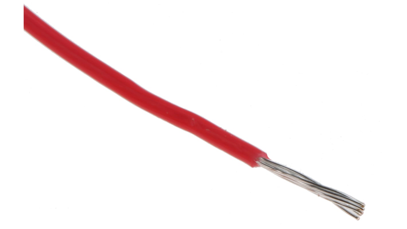 Alpha Wire Einzeladerleitung 0.14 mm², 26 AWG 30m Rot PTFE isoliert Ø 0.99mm 7/0,16 mm Litzen UL1213