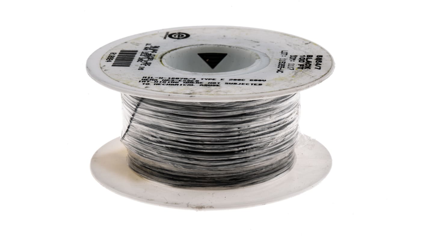 Alpha Wire Einzeladerleitung 0.23 mm², 24 AWG 30m Schwarz PTFE isoliert Ø 1.12mm 7/0.20 mm Litzen UL1213