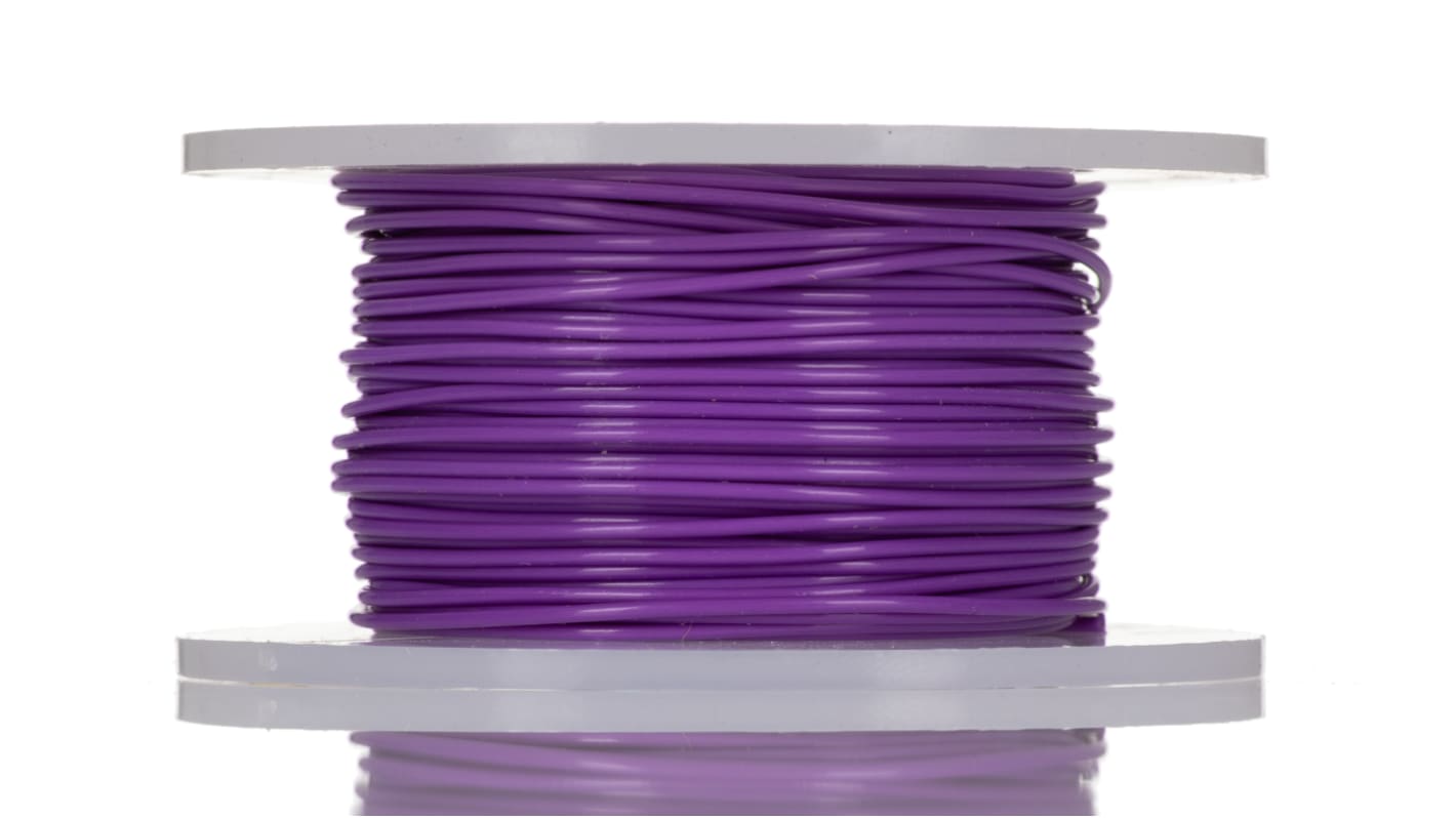 Alpha Wire Einzeladerleitung 0.23 mm², 24 AWG 30m Violett PTFE isoliert Ø 1.12mm 7/0.20 mm Litzen UL1213