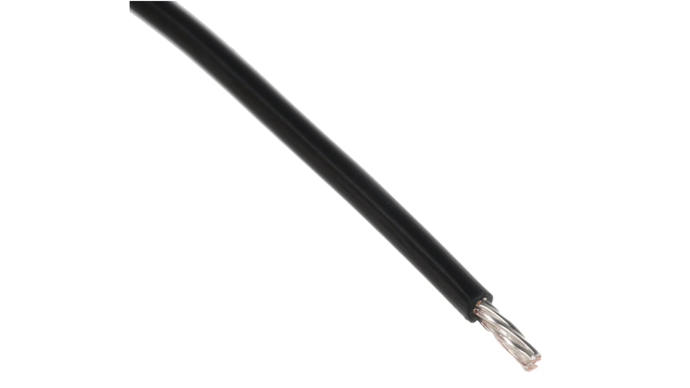 Alpha Wire Einzeladerleitung 0.35 mm², 22 AWG 30m Schwarz PTFE isoliert Ø 1.27mm 7/0,25 mm Litzen UL1213