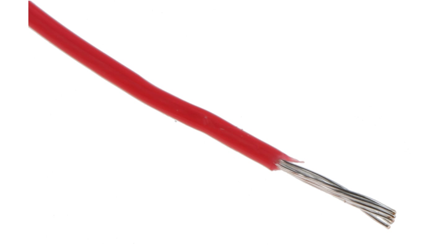 Alpha Wire Einzeladerleitung 0.35 mm², 22 AWG 30m Rot PTFE isoliert Ø 1.27mm 7/0,25 mm Litzen UL1213