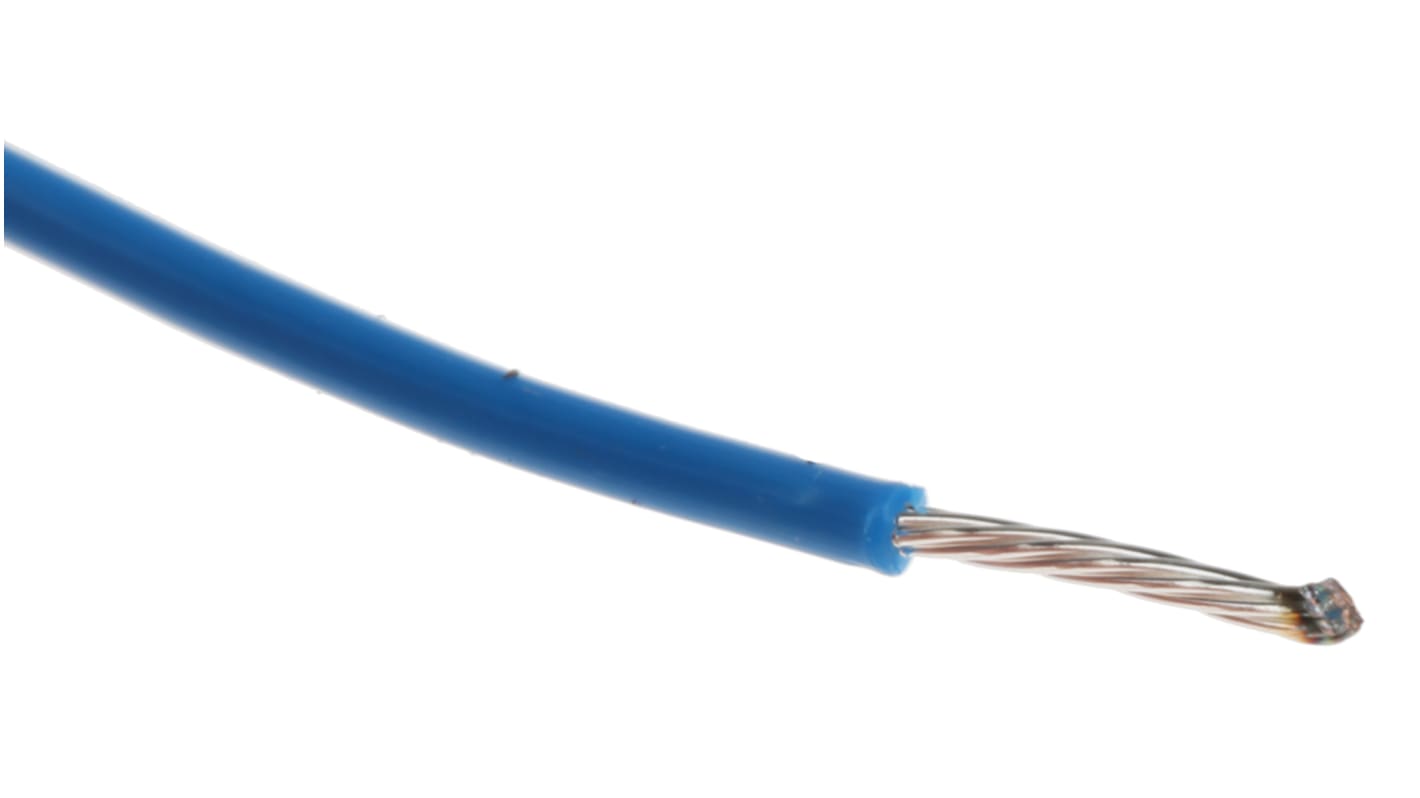 Alpha Wire Einzeladerleitung 0.35 mm², 22 AWG 30m Blau PTFE isoliert Ø 1.27mm 7/0,25 mm Litzen UL1213