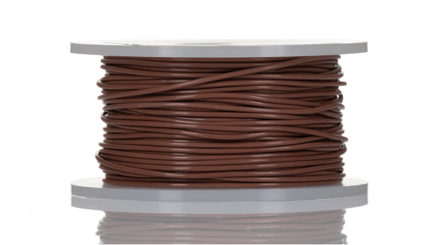 Alpha Wire Einzeladerleitung 0.35 mm², 22 AWG 30m Braun PTFE isoliert Ø 1.27mm 7/0,25 mm Litzen UL1213