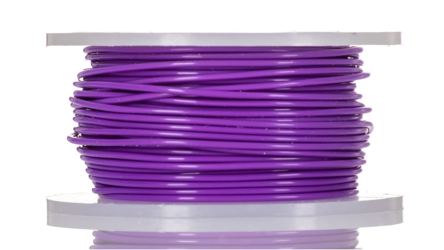 Alpha Wire Hook-up Wire TEFLON Series Purple 0.35 mm² PTFE Equipment Wire, 22 AWG, 7/0.25 mm, 30m, PTFE Insulation