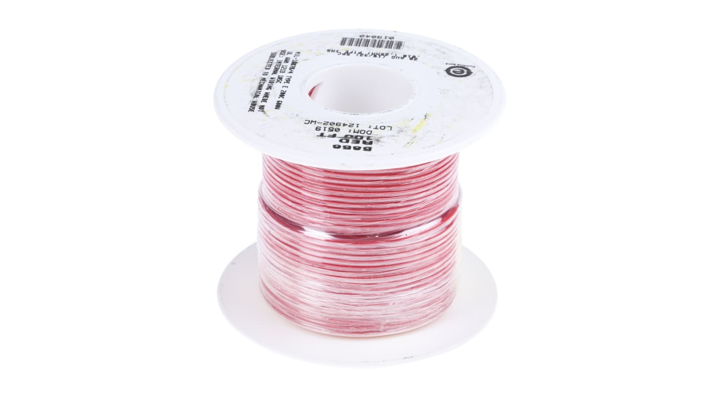 Alpha Wire 赤 30m 20 AWG Hook-up Wire TEFLON シリーズ 5856 RD005