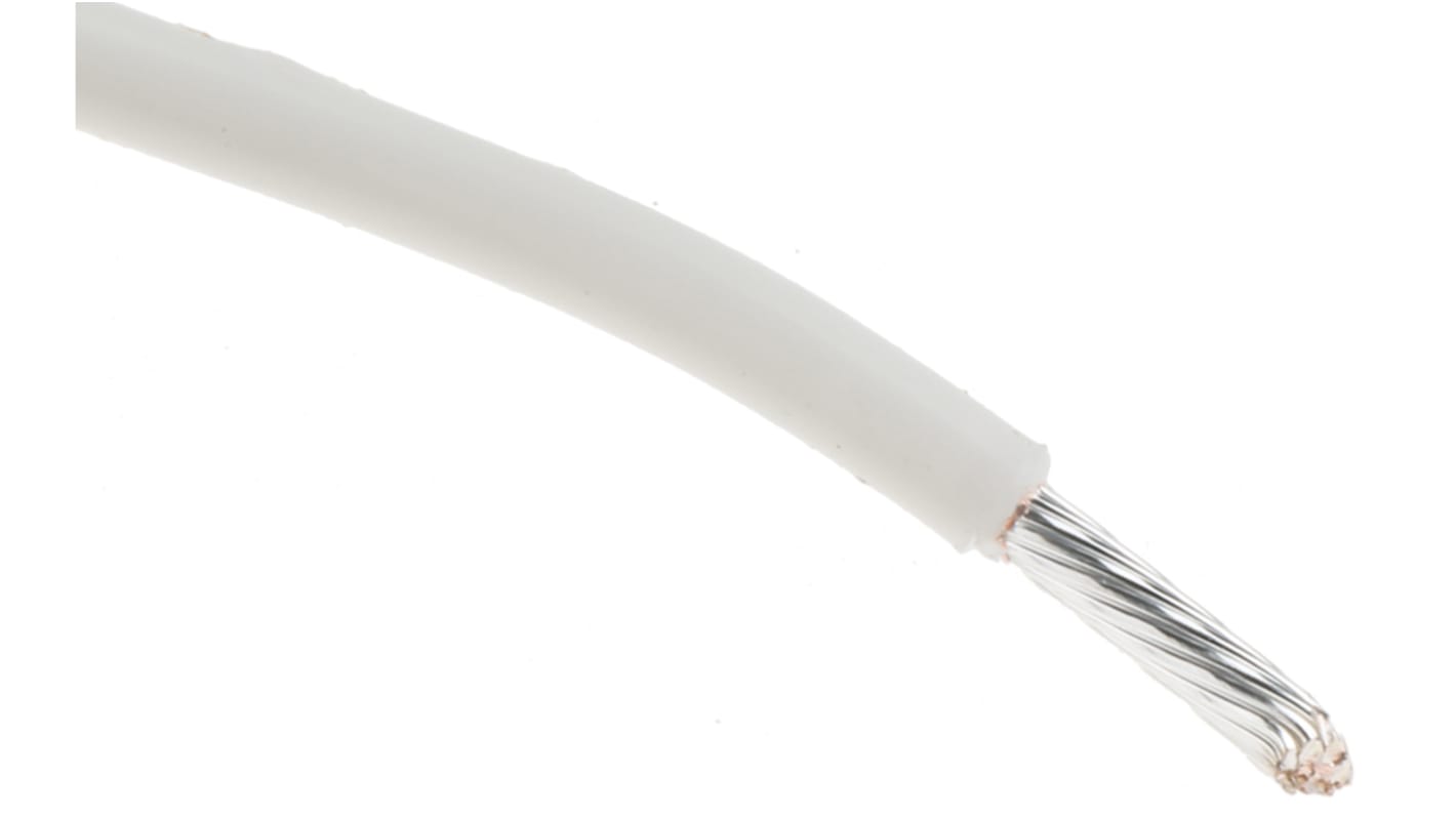 Alpha Wire Premium Series White 0.96 mm² Hook Up Wire, 18 AWG, 19/0.25 mm, 30m, PTFE Insulation