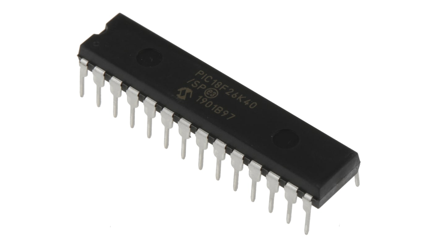 Microcontrolador Microchip PIC18F26K40-I/SP, núcleo PIC de 8bit, RAM 3,615 kB, 64MHZ, SPDIP de 28 pines