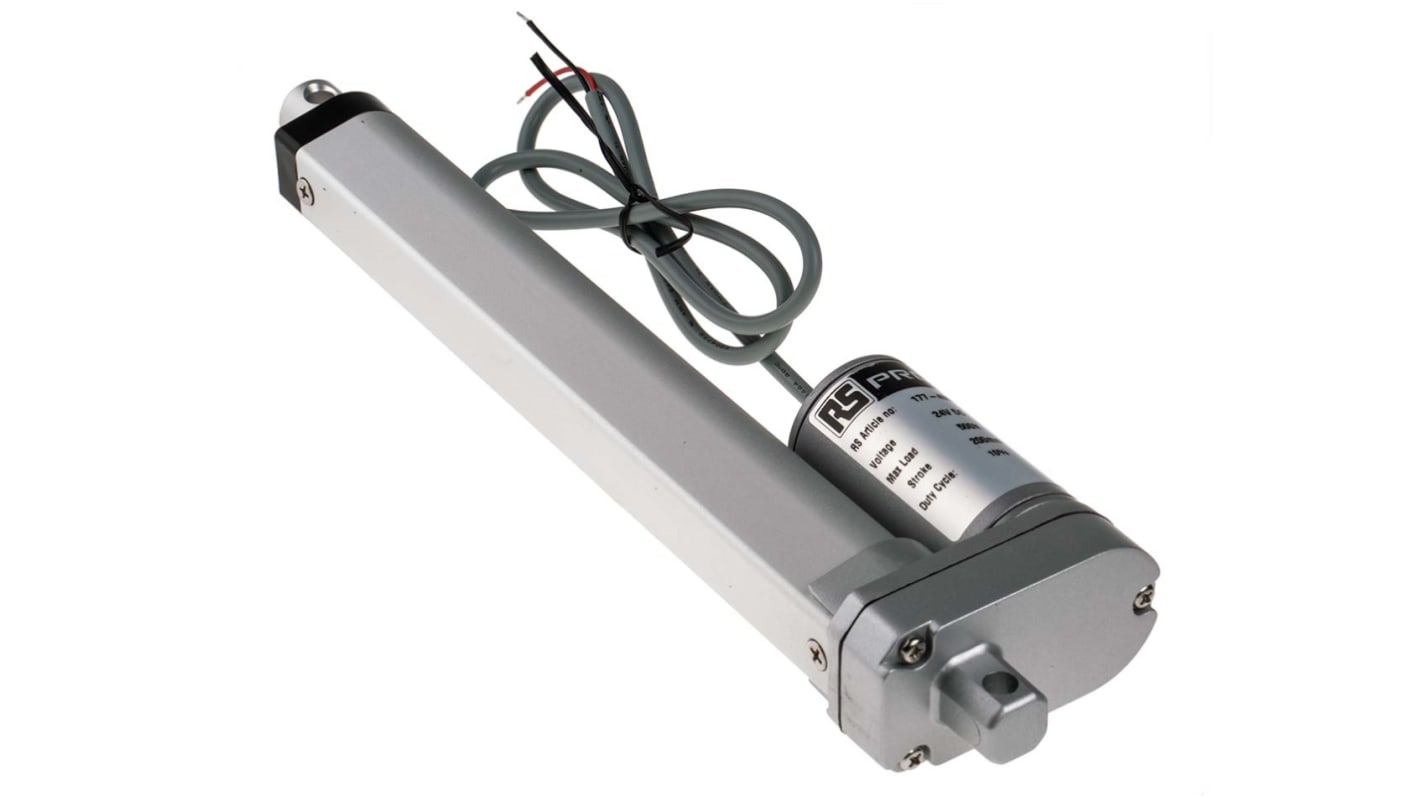 Attuatore lineare elettrico RS PRO, corsa 200mm, 24V cc, 500N max, vel. 14.6mm/s