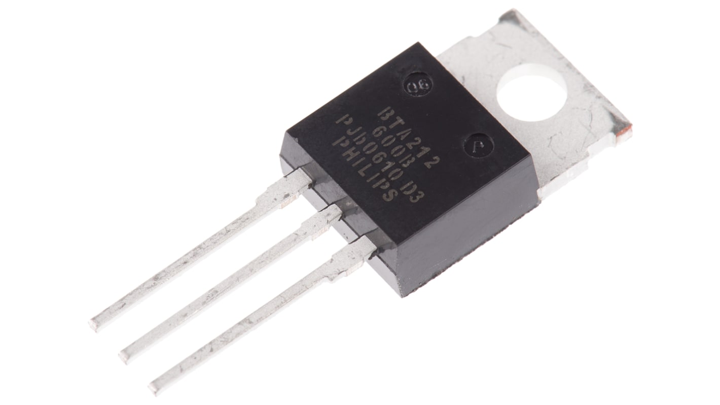 TRIAC 600V, 600V 12A, kapu indítófesz.: 1.5V, 50mA, TO-220AB, 3-tüskés