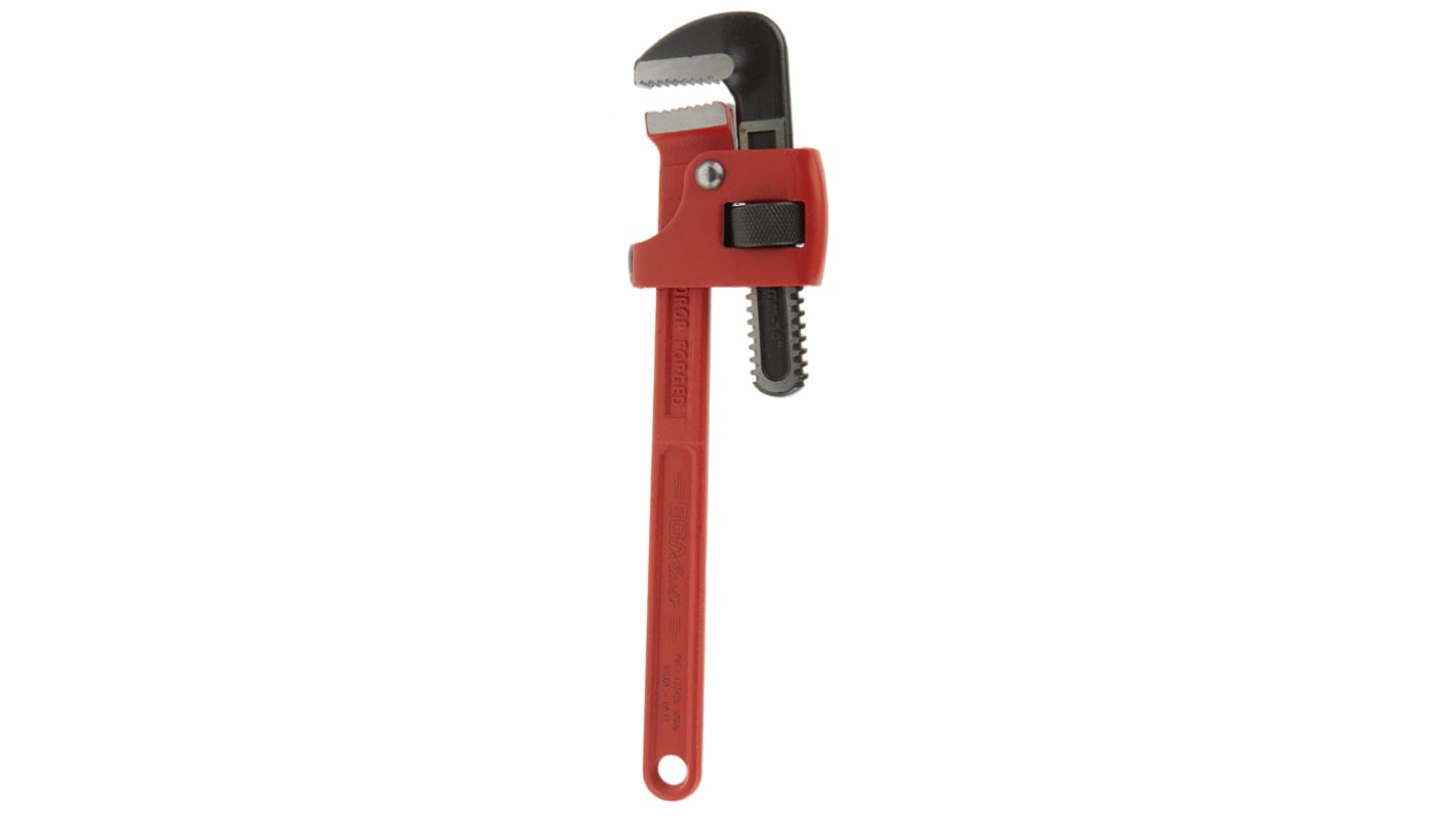 Ega-Master Pipe Wrench, 355.6 mm Overall, 25.4mm Jaw Capacity, Metal Handle