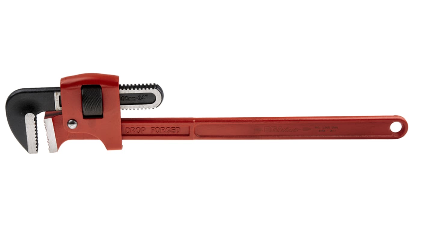 Ega-Master Pipe Wrench, 609.6 mm Overall, 50.08mm Jaw Capacity, Metal Handle