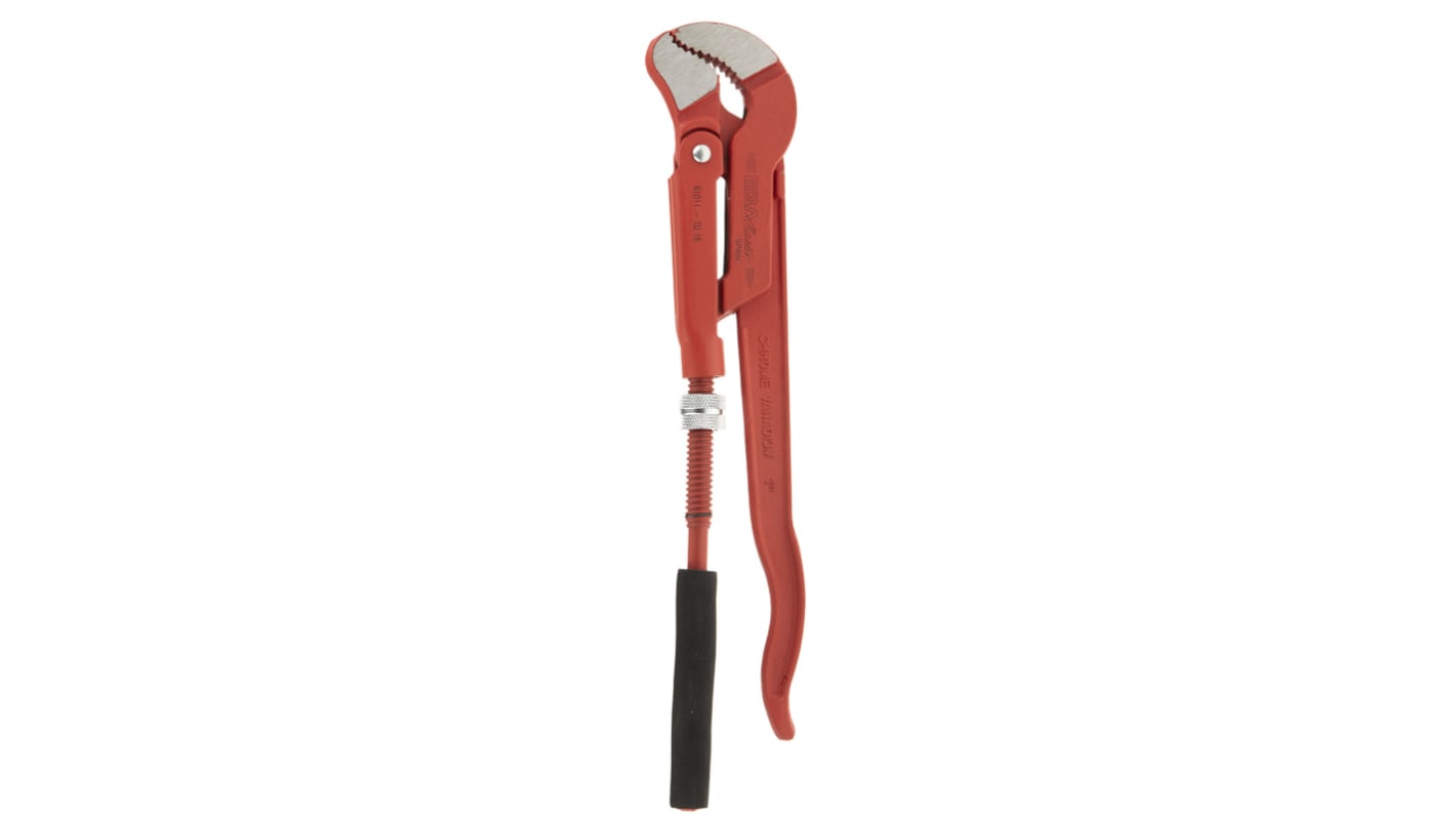 Ega-Master Pipe Wrench, 330.0 mm Overall, 25.4mm Jaw Capacity, Metal Handle