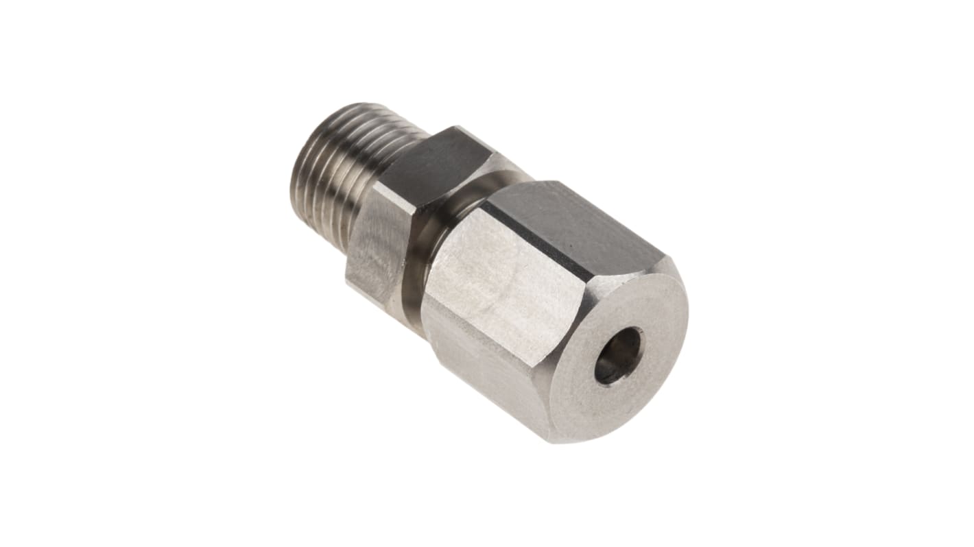 RS PRO, 1/8 BSPT Compression Fitting for Use with Thermocouple or PRT Probe, 4mm Probe
