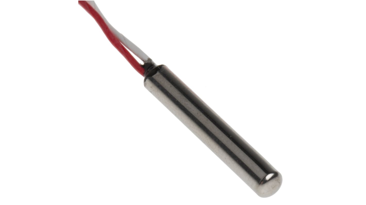 Sensor RTD PT1000 RS PRO de 2 hilos, sonda: Ø 4mm, long. 25mm, cable de 1m, temp. -50°C → +200°C