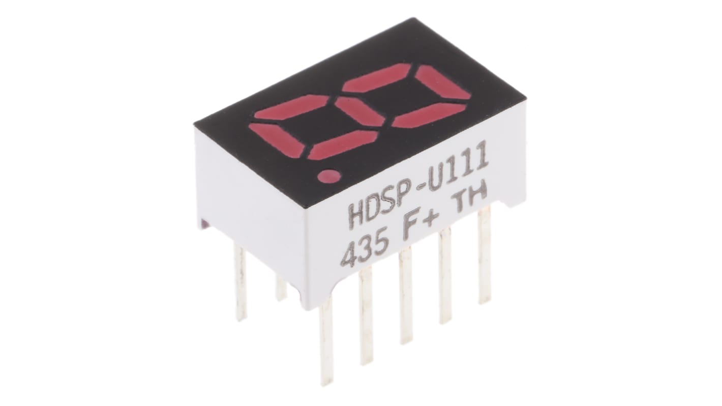 Display LED a 7 segmenti a segm. Broadcom, H. 8mm, 11 x 7.1 x 5mm, 3,6 mcd, col. Rosso