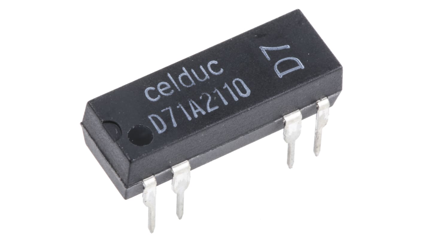 Relé de láminas Celduc, SPST, 5V dc, 0,5 A, montaje en PCB