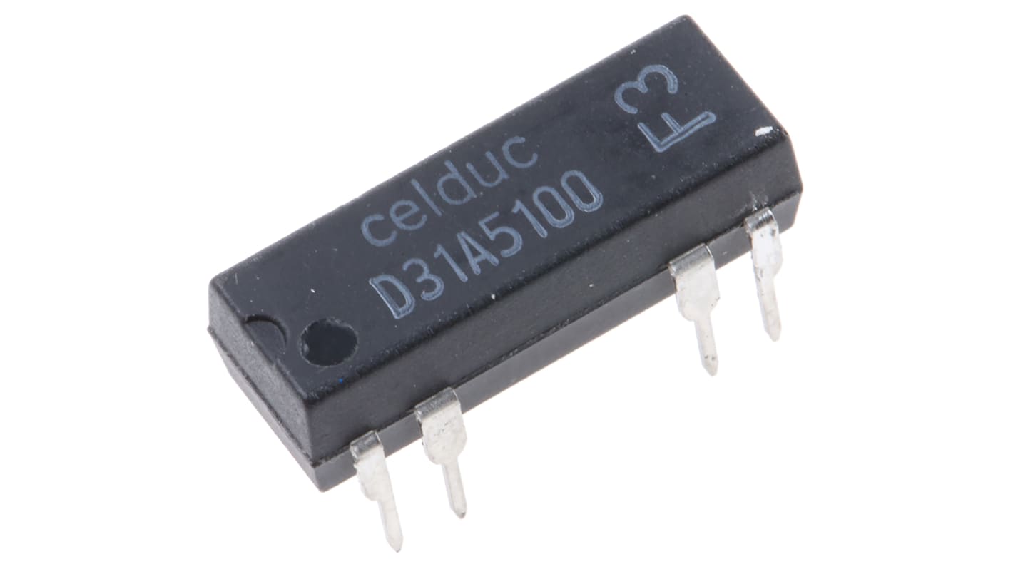 Celduc Plug In Reed Relay, 12V dc Coil, SPST, 100V dc Max, 1000Ω