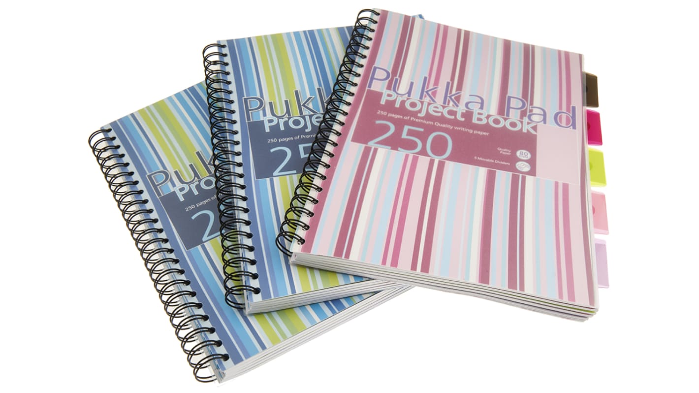 Pukka A4 Wirebound Lower Notepad, 125 Ruled Sheets containing Pack of 3 Pads/Books