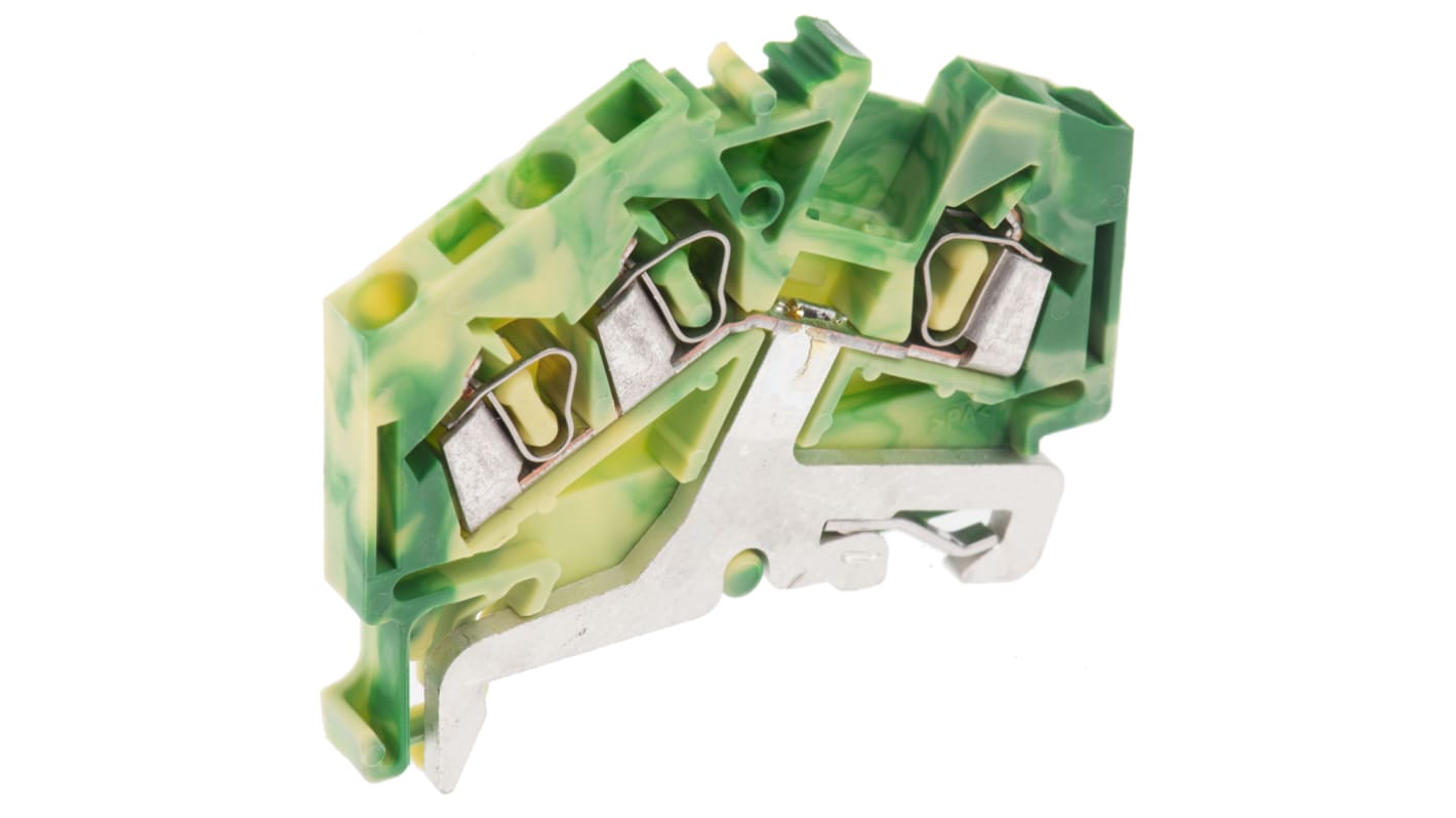 Wago 280 Series Green/Yellow Earth Terminal Block, 2.5mm², Single-Level, Cage Clamp Termination