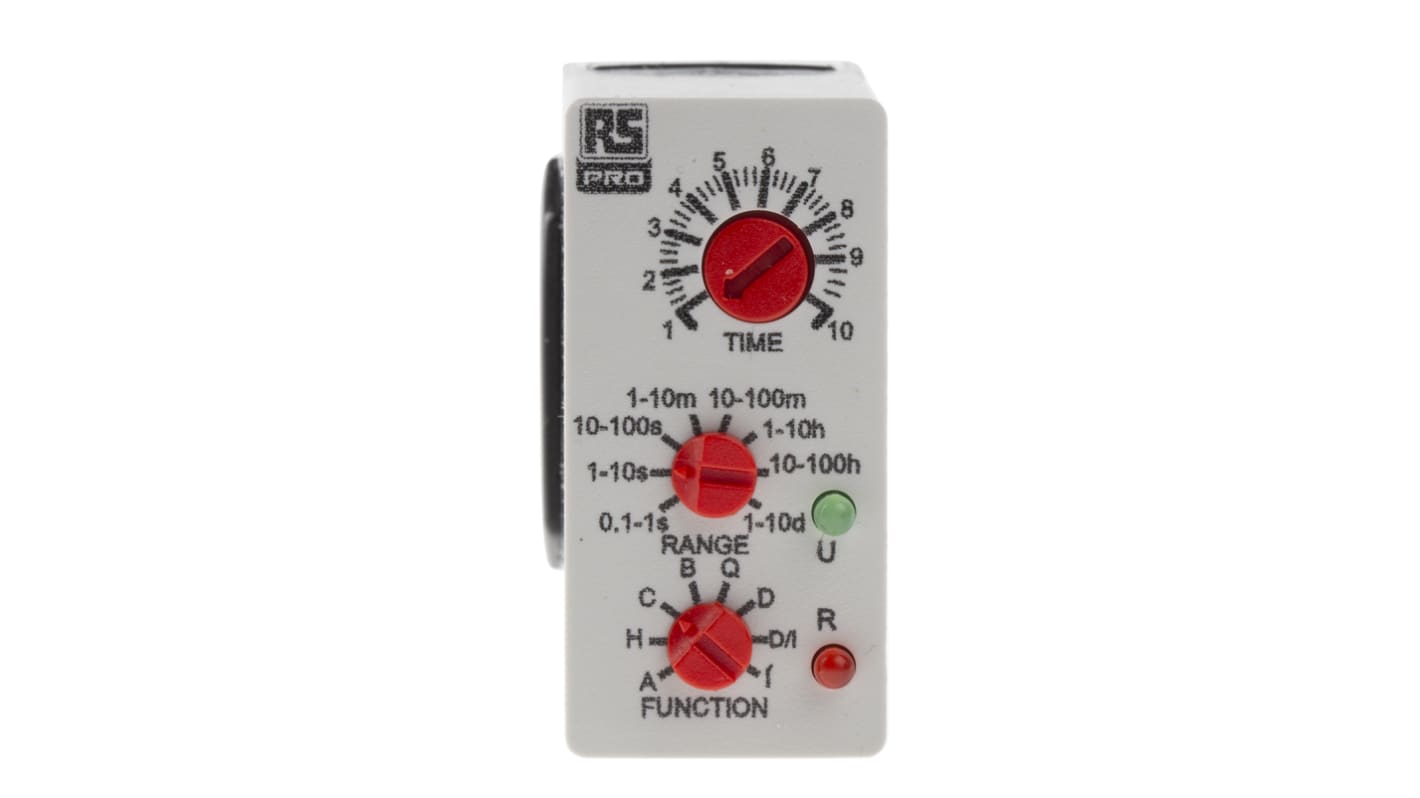 RS PRO Zeitrelais, Steckanschluss , 0.1 s → 100Tage, 12 → 240V ac/dc Multifunktion, 2-poliger Wechsler