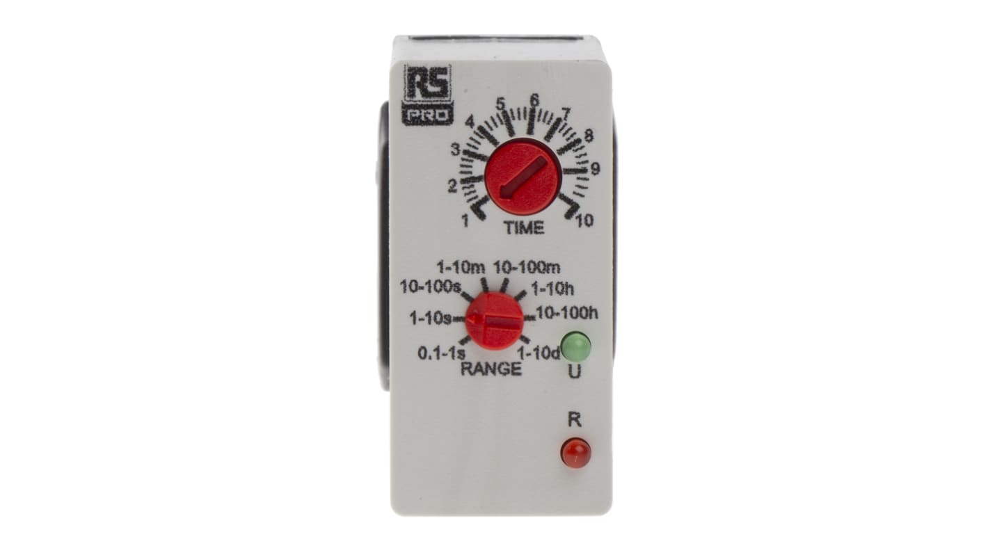 RS PRO Plug In Timer Relay, 12 → 240V ac/dc, 0.1 s → 10days, 1-Function, DPDT