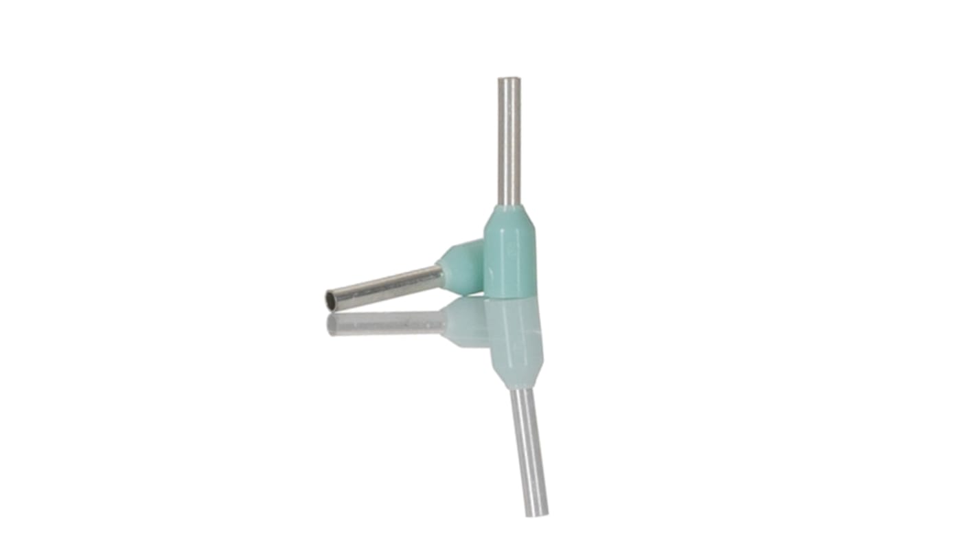 RS PRO Insulated Crimp Bootlace Ferrule, 6mm Pin Length, 1.1mm Pin Diameter, 0.34mm² Wire Size, Turquoise