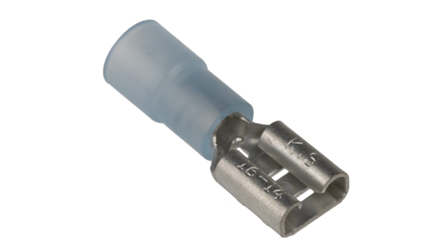 RS PRO Blue Insulated Female Spade Connector, Receptacle, 0.8 x 6.35mm Tab Size, 1.5mm² to 2.5mm²