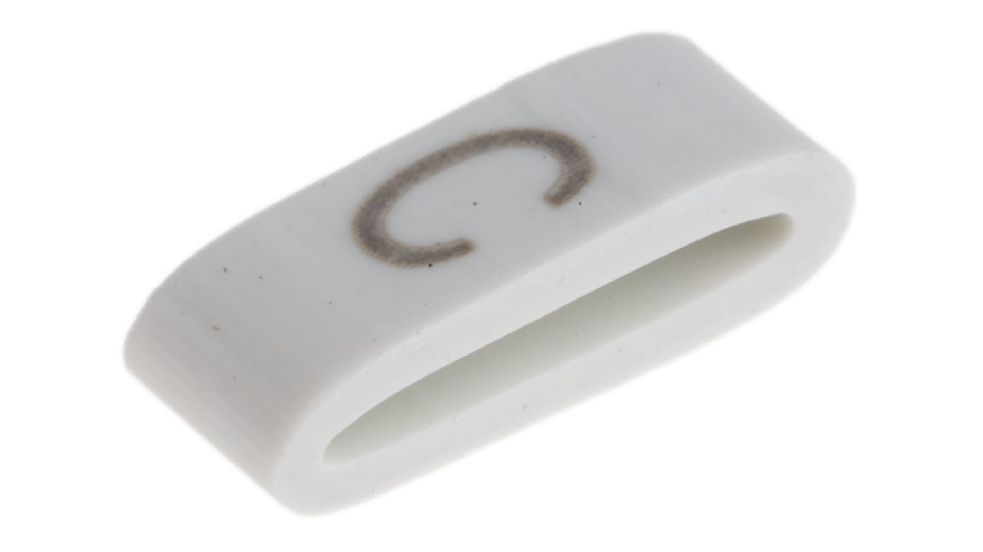 HellermannTyton HODS85 Slide On Cable Markers, Black on White, Pre-printed "C", 1.8 → 6.3mm Cable