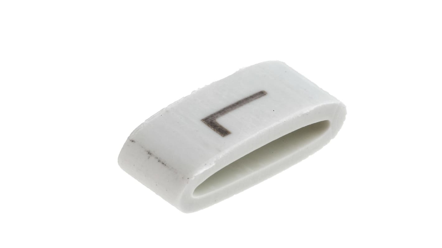 HellermannTyton HODS85 Slide On Cable Markers, Black on White, Pre-printed "L", 1.8 → 6.3mm Cable