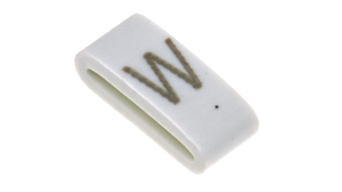 HellermannTyton HODS85 Slide On Cable Markers, Black on White, Pre-printed "W", 1.8 → 6.3mm Cable