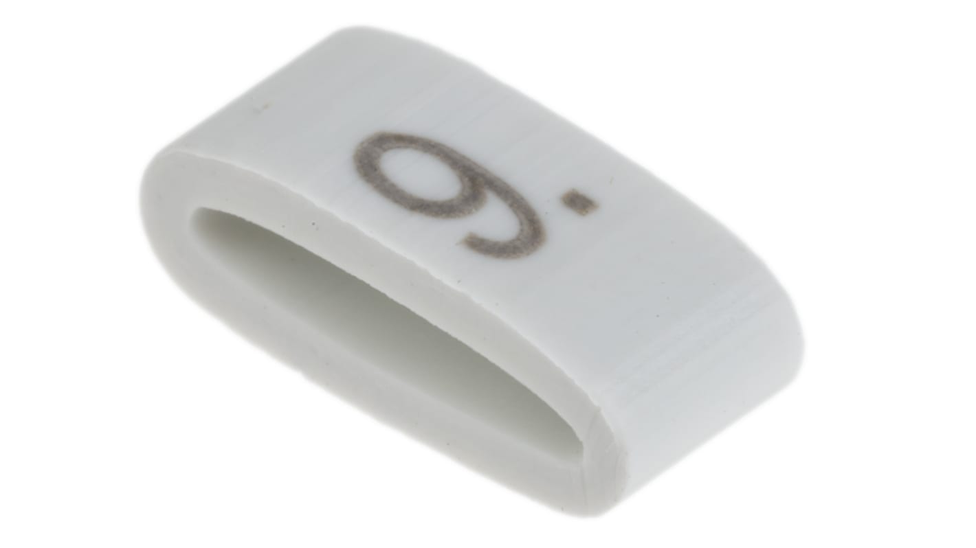 HellermannTyton HODS85 Slide On Cable Markers, Black on White, Pre-printed "9", 1.8 → 6.3mm Cable