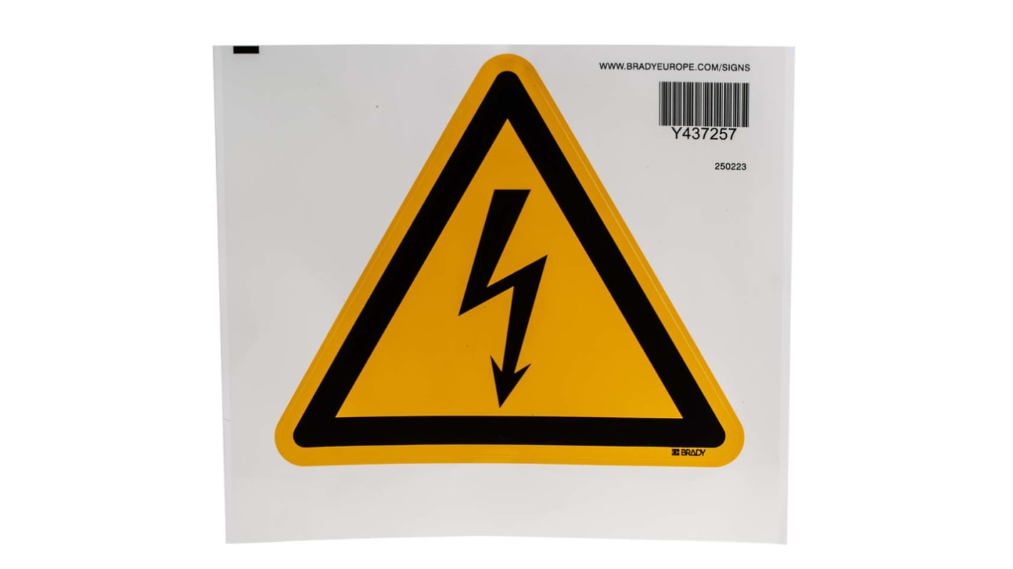 Brady Gefahren-Warnschild, PET selbstklebend 'Gefahr durch Elektrizität', 200 mm x 200mm