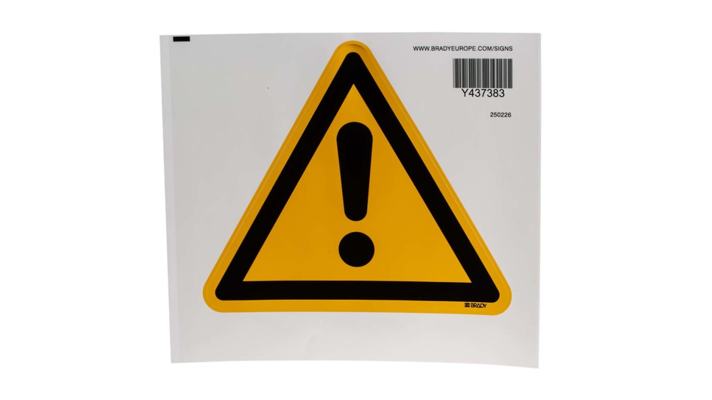250226 Brady SelfAdhesive General Hazard Hazard Warning Sign RS