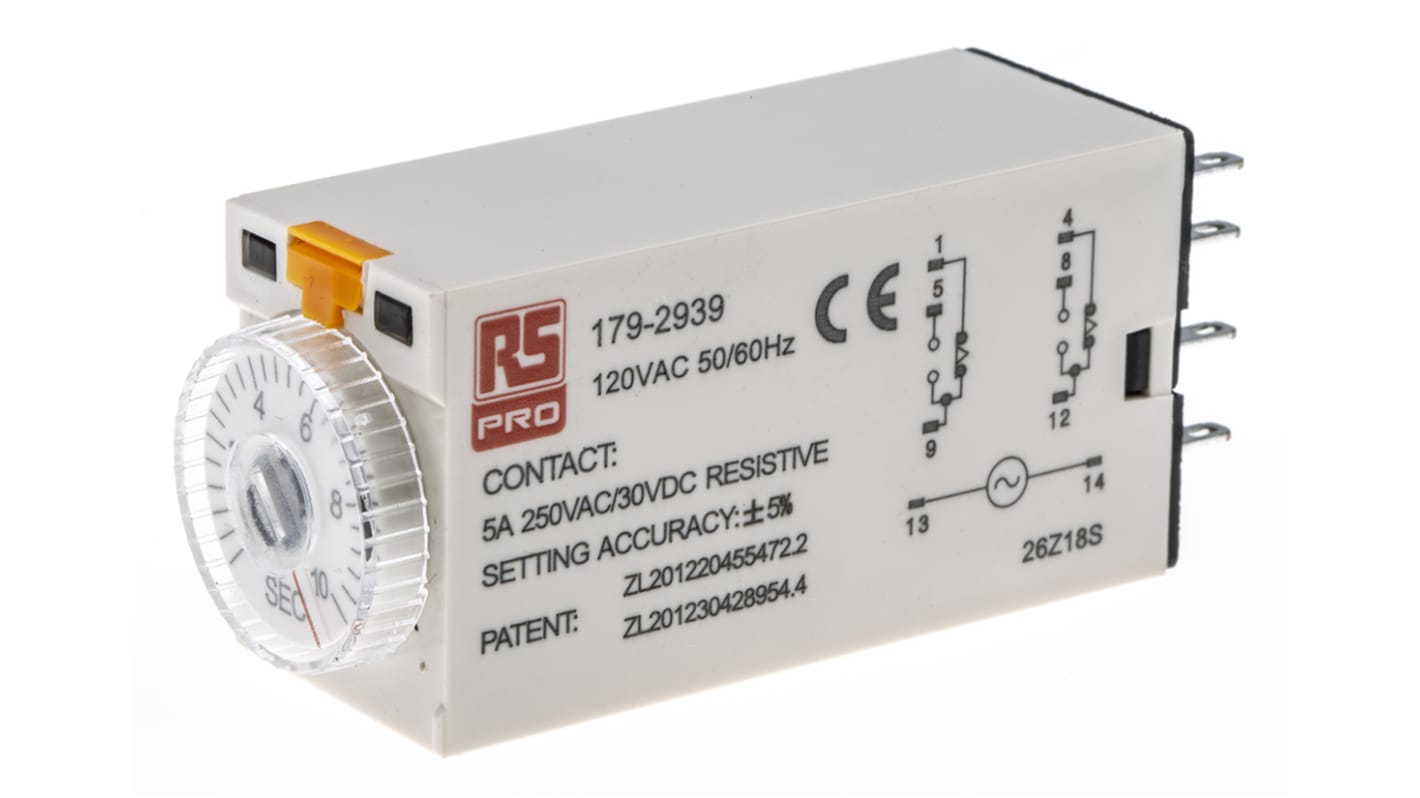 Timer Relay DPDT 2kontaktové 1 funkce 8kolíkový konektor DPDT 110V ac