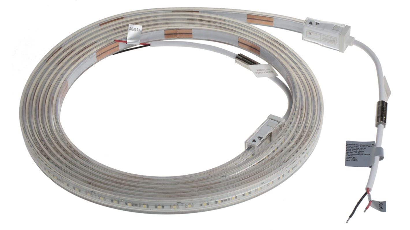 Fehér LED-es szalagvilágítás 24V dc, 5m IP67, Hajlékony