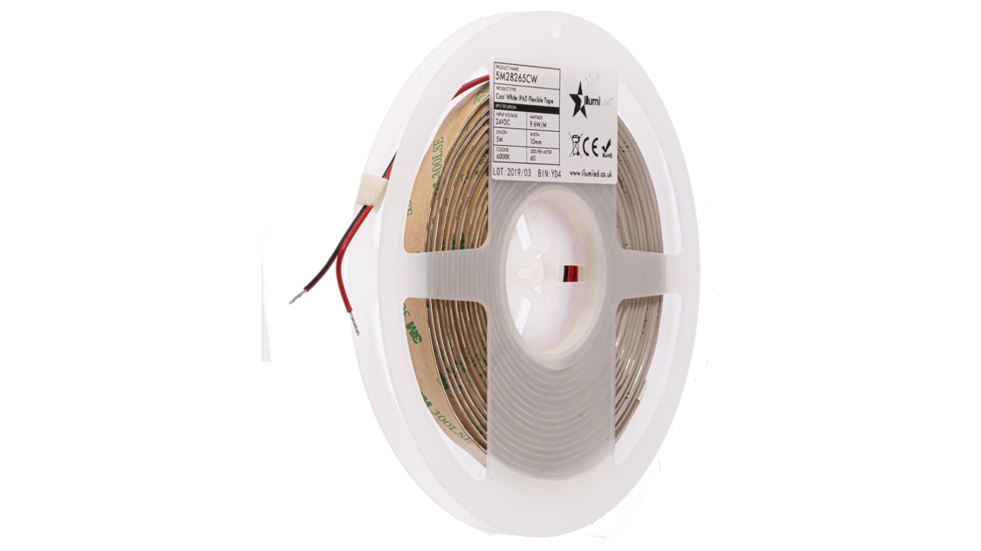 PowerLED 24V dc White LED Strip Light, 6000K Colour Temp, 5m Length