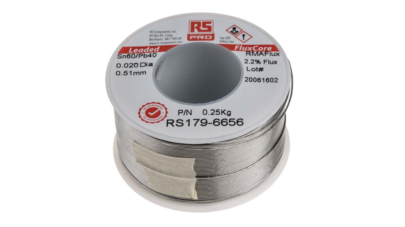 RS PRO Wire, 0.5mm Lead solder, 183°C Melting Point